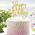 ZHUOWEISM Gold Happy Birthday & Anniversary Cake Topper - Glitter Card Stock