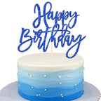 ZHUOWEISM 1-Piece Glitter Happy Birthday Cake Topper – Dark Blue