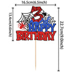 ZHUOWEISM 3rd Birthday Glitter Spider Web Cake Topper – Pre-assembled, 6.5x9 in