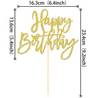 ZHUOWEISM Gold Happy Birthday & Anniversary Cake Topper - Glitter Card Stock