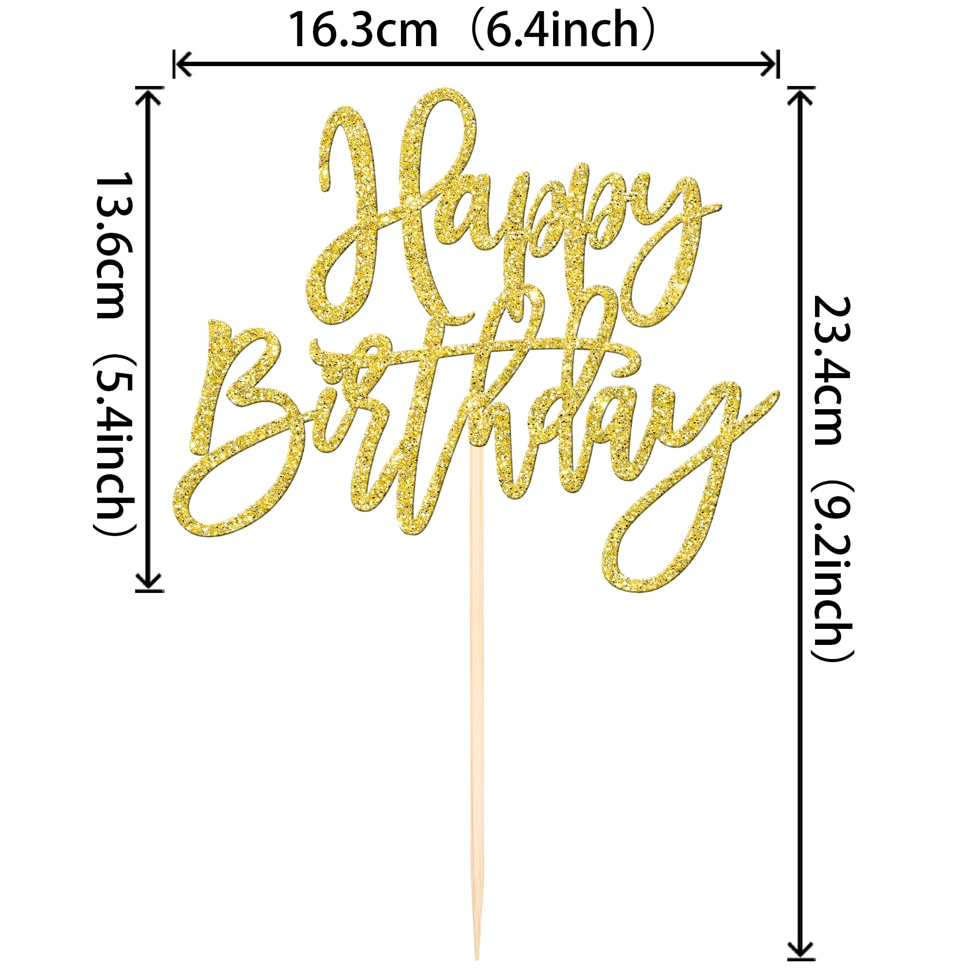 ZHUOWEISM Gold Happy Birthday & Anniversary Cake Topper - Glitter Card Stock