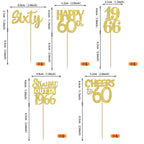 Zhuoweism 30Pcs Gold Glitter 1966 Cupcake Toppers for 60th Birthday Parties