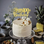 ZHUOWEISM Happy 100th Birthday Cake Topper - Gold Glitter