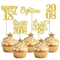 ZHUOWEISM 30Pcs Happy 18th Birthday Cupcake Toppers - Gold Glitter Straight Outta 2008
