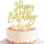 ZHUOWEISM Gold Happy Birthday & Anniversary Cake Topper - Glitter Card Stock