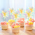 ZHUOWEISM 30 Pcs Foil Firework Cupcake Toppers – Sparkle Tinsel Picks for Birthday, Baby Shower, Graduation, Wedding
