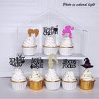 ZHUOWEISM 32 Pcs Hocus Pocus Cupcake Toppers – Glitter Witch Hat Picks for Halloween Party