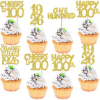 ZHUOWEISM 30PCS Happy 100th Birthday Cupcake Toppers | Gold Glitter, 1926 Theme