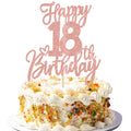 ZHUOWEISM 1 PCS Happy 18th Birthday Cake Topper - Glitter Rose Gold