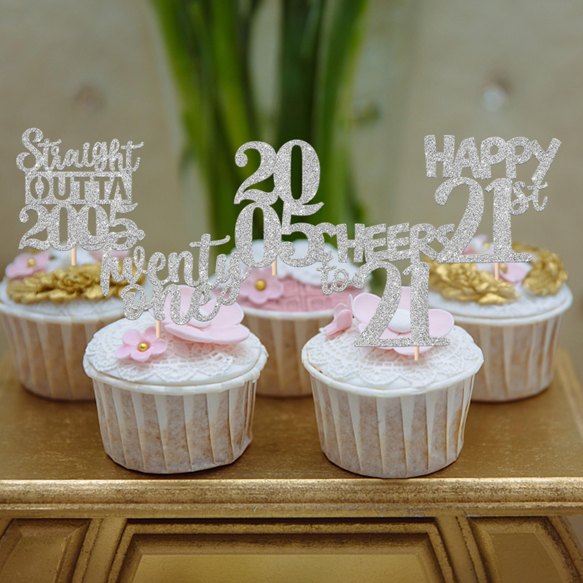 ZHUOWEISM 30Pcs 21st Birthday Cupcake Toppers Glitter – Straight Outta 2005 Party Decor