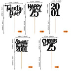 ZHUOWEISM 30Pcs Black Glitter Cupcake Toppers – Happy 25th Birthday, Straight Outta 2001, Party Cake Decorations