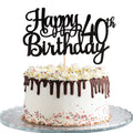 ZHUOWEISM 1pc Happy 40th Birthday Glitter Cake Topper – Cheers to 40 Years (Black)
