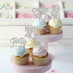 ZHUOWEISM 30Pcs Glitter Forty Cupcake Toppers | Straight Outta 1986 Birthday & Anniversary