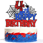 ZHUOWEISM 1 PCS Happy 4th Birthday Cake Topper Glitter Spider Web – Party Decorations