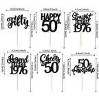 ZHUOWEISM 24Pcs Black Happy 50th Birthday Cupcake Toppers – Straight Outta 1976 | 50th Birthday Decorations