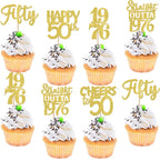 ZHUOWEISM 30Pcs Happy 50th Birthday Cupcake Toppers – Gold Glitter, Straight Outta 1976
