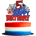 ZHUOWEISM Glitter Spider Web Cake Topper – 5th Birthday, 1 Pack