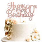 ZHUOWEISM 1 PC Happy 60th Birthday Cake Topper - Glitter Rose Gold