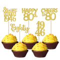 ZHUOWEISM 30Pcs Happy 80th Birthday Cupcake Toppers – Gold Glitter Eighty Straight Outta 1946