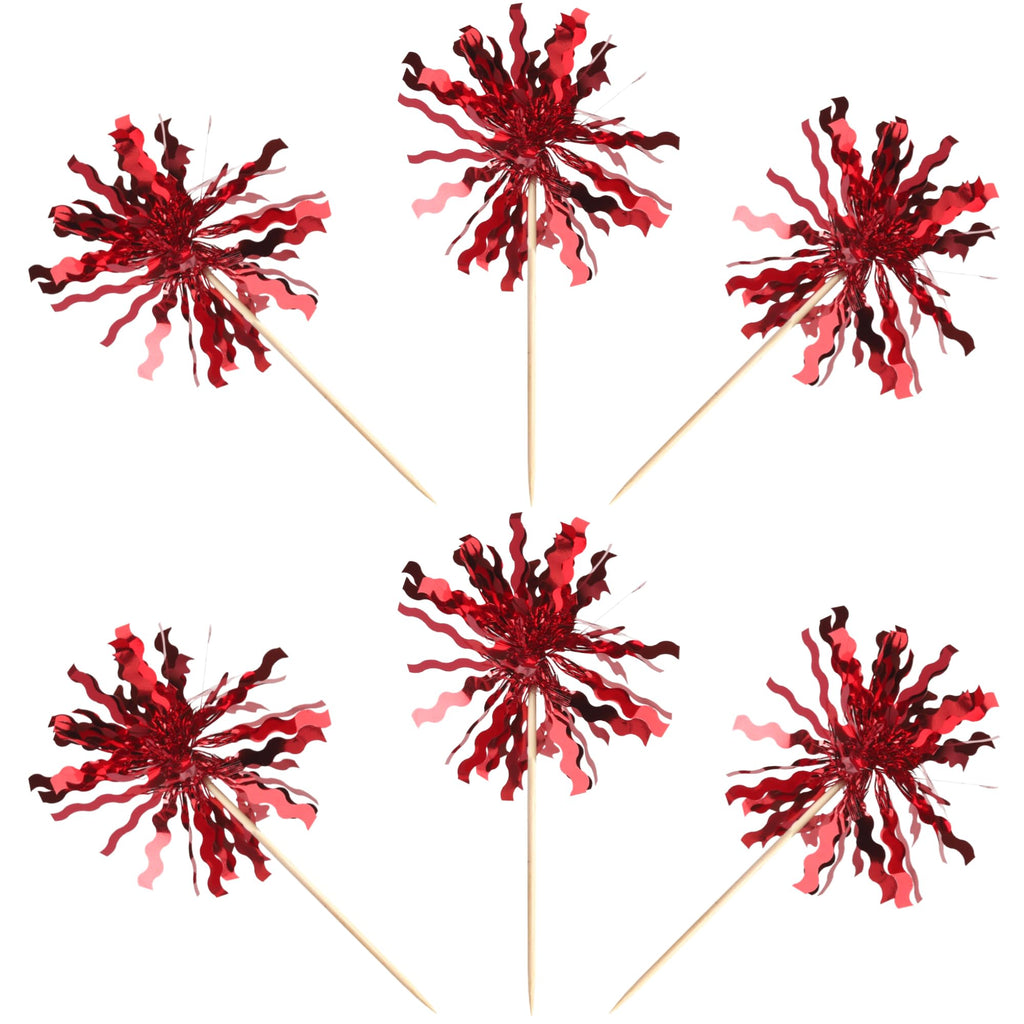 ZHUOWEISM 30 PCS Foil Firework Cupcake Toppers – Sparkle Tinsel Picks for Birthday Parties & Celebrations