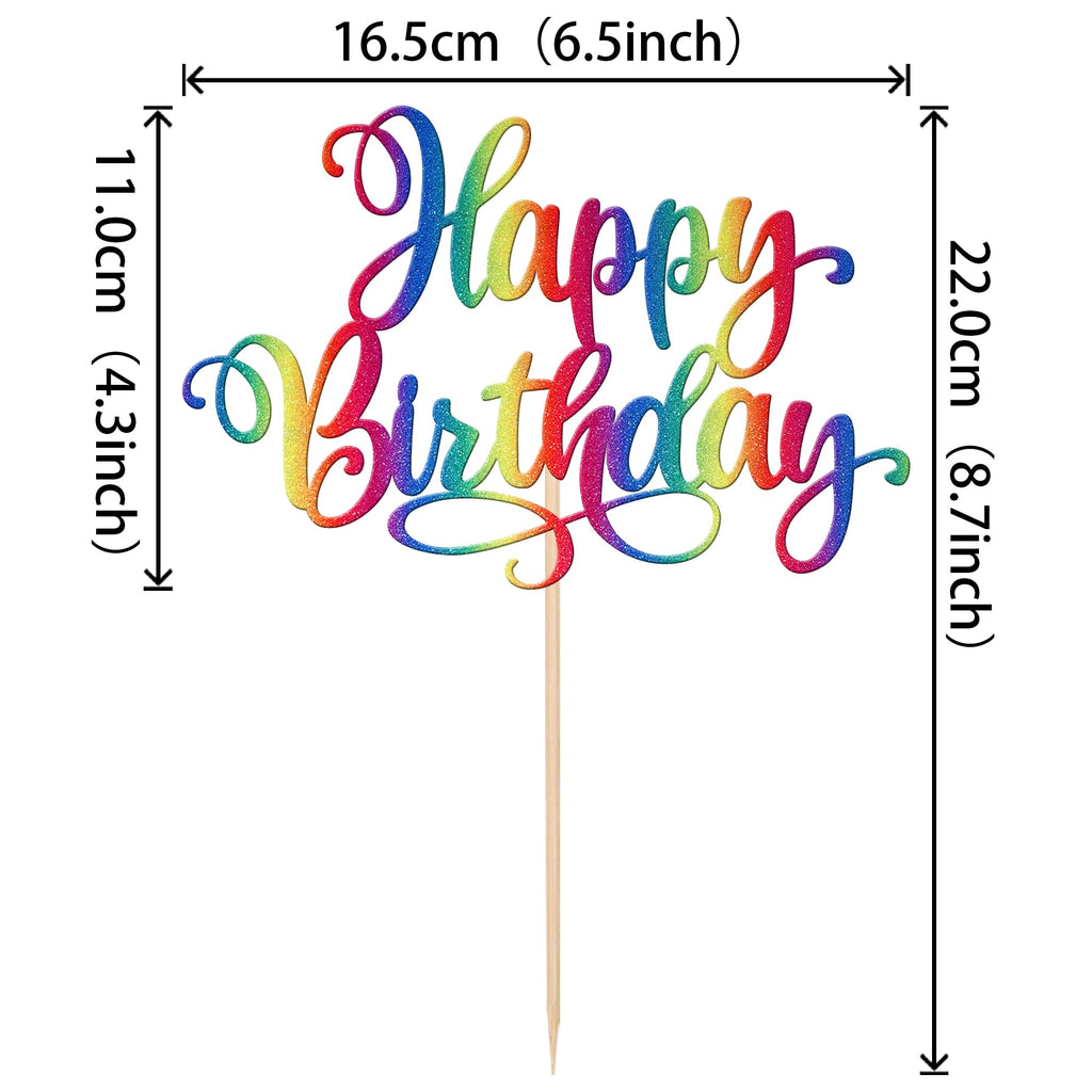 ZHUOWEISM 1-pc Glitter Happy Birthday Cake Topper – Colorful Party Decor