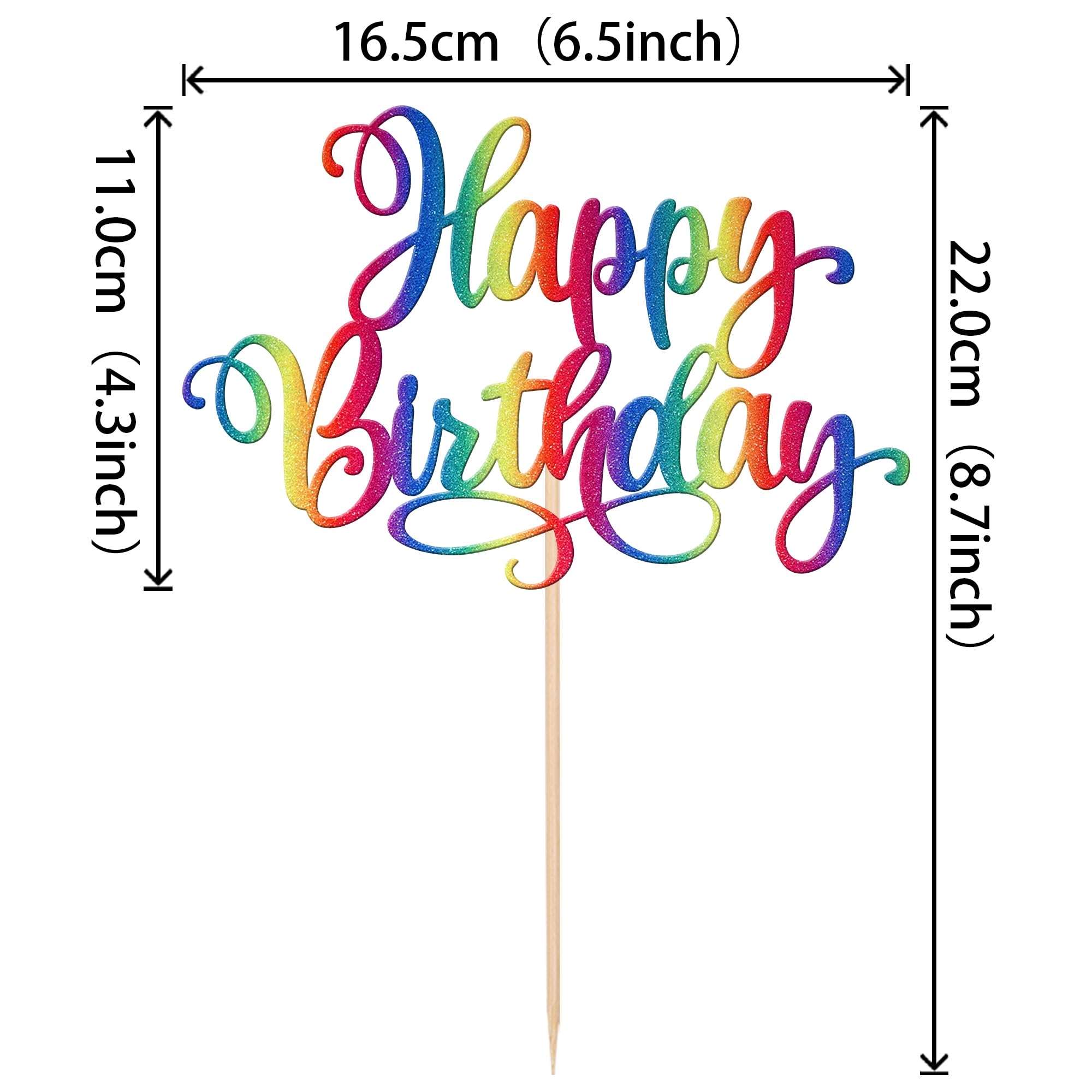 ZHUOWEISM 1-pc Glitter Happy Birthday Cake Topper – Colorful Party Decor