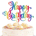 ZHUOWEISM 1-pc Glitter Happy Birthday Cake Topper – Colorful Party Decor