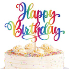 ZHUOWEISM 1-pc Glitter Happy Birthday Cake Topper – Colorful Party Decor