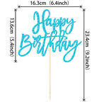 ZHUOWEISM 1 PC Glitter Happy Birthday Cake Topper – Light Blue