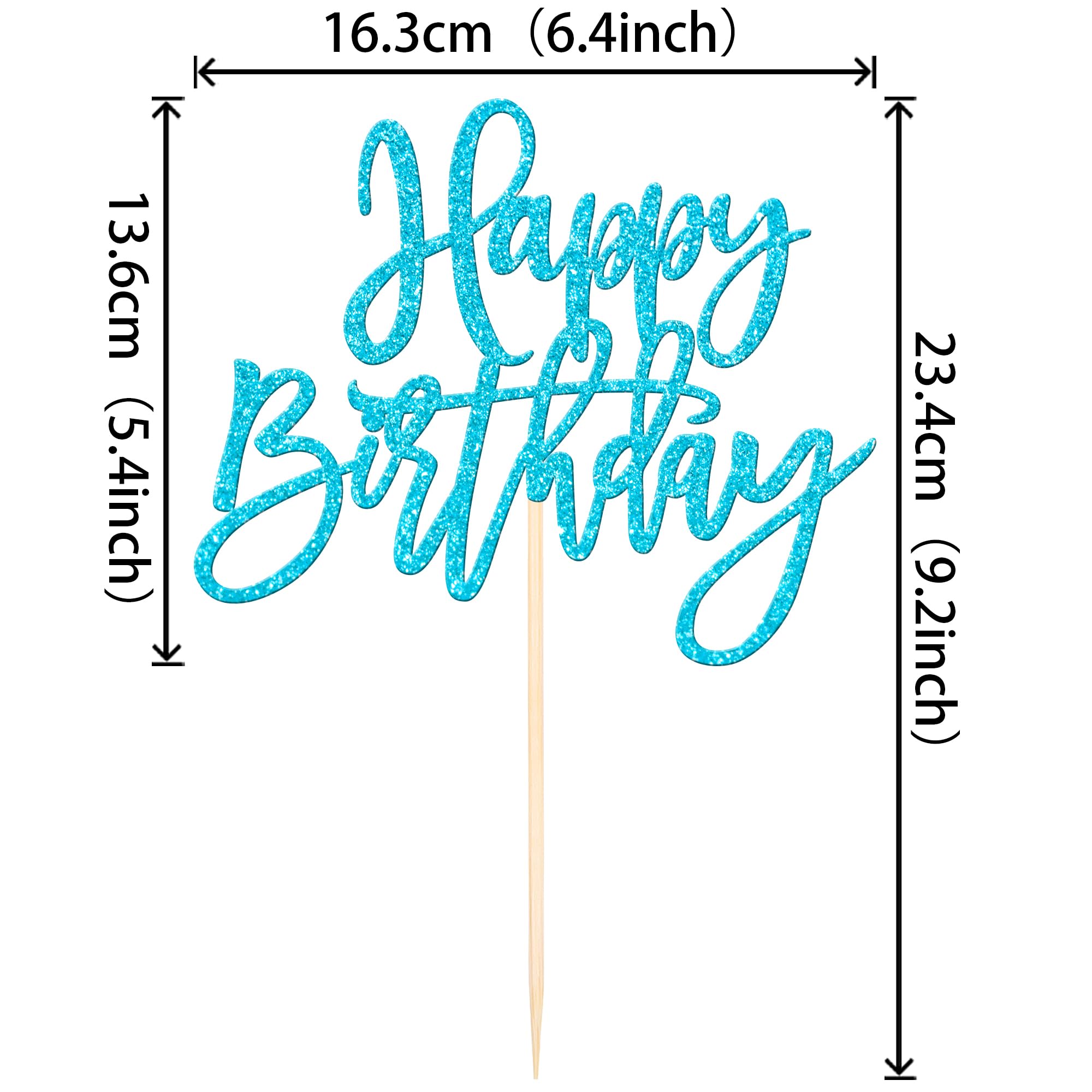 ZHUOWEISM 1 PC Glitter Happy Birthday Cake Topper – Light Blue