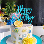 ZHUOWEISM 1 PC Glitter Happy Birthday Cake Topper – Light Blue