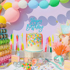 ZHUOWEISM 1 PC Glitter Happy Birthday Cake Topper – Light Blue
