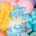 ZHUOWEISM 1 PC Glitter Happy Birthday Cake Topper – Light Blue