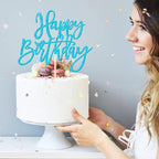 ZHUOWEISM 1 PC Glitter Happy Birthday Cake Topper – Light Blue