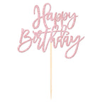 ZHUOWEISM 1-Pcs Happy Birthday Glitter Cake Topper - Light Pink, Ready-to-Use Party Decor