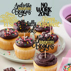 ZHUOWEISM 30 Pcs Happy Retirement Cupcake Toppers — Officially Retired Party Decorations