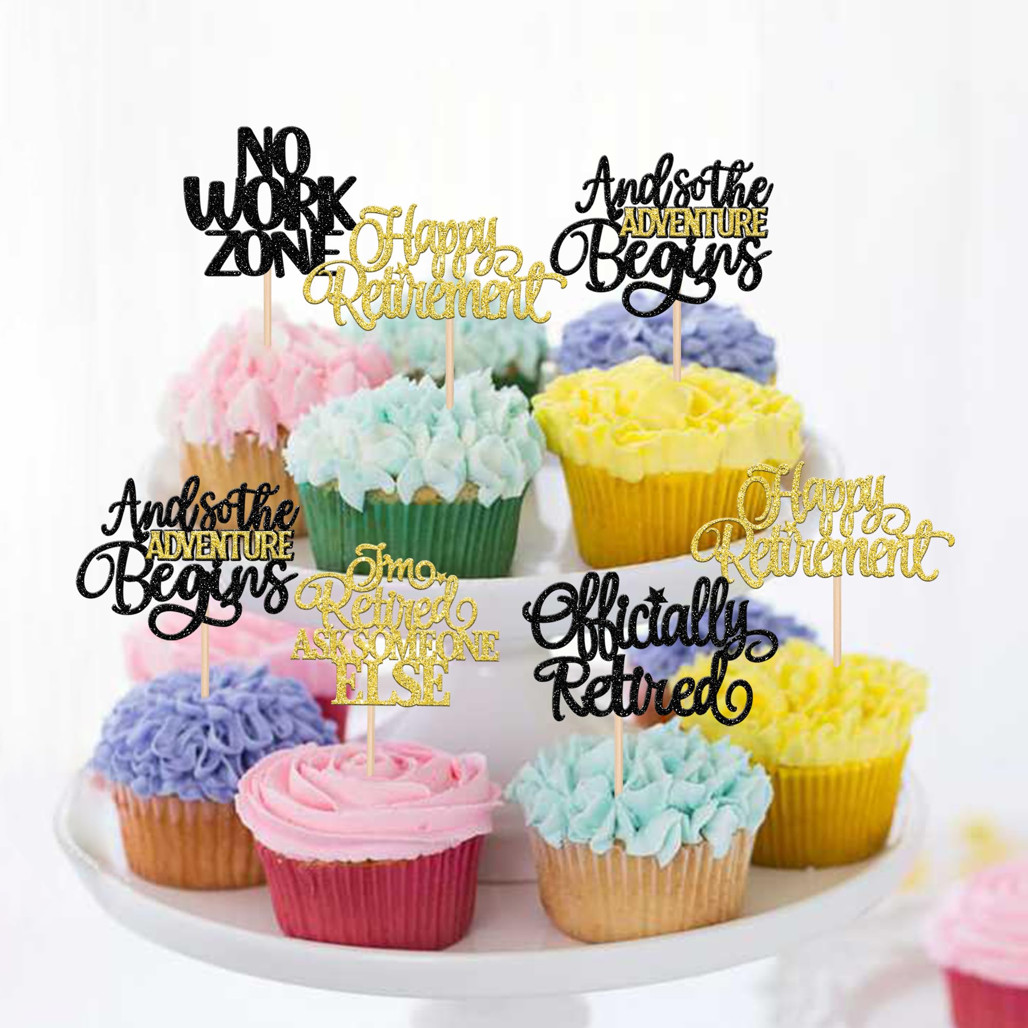 ZHUOWEISM 30 Pcs Happy Retirement Cupcake Toppers — Officially Retired Party Decorations