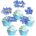 ZHUOWEISM 30 Pcs Happy Retirement Cupcake Toppers – Officially Retired, Dark Blue