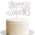 ZHUOWEISM Happy Sweet 16 Cake Topper – Glitter 16th Birthday Party Decor