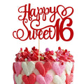ZHUOWEISM 1-PCS Glitter Happy Sweet 16 Cake Topper – 6in x 8.7in, Cheers to 16 Years Birthday Decor