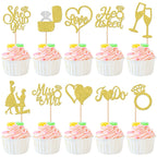 ZHUOWEISM 30-Piece Glitter Cupcake Toppers – He Asked She Said Yes | Miss to Mrs I Do Love Heart Ring