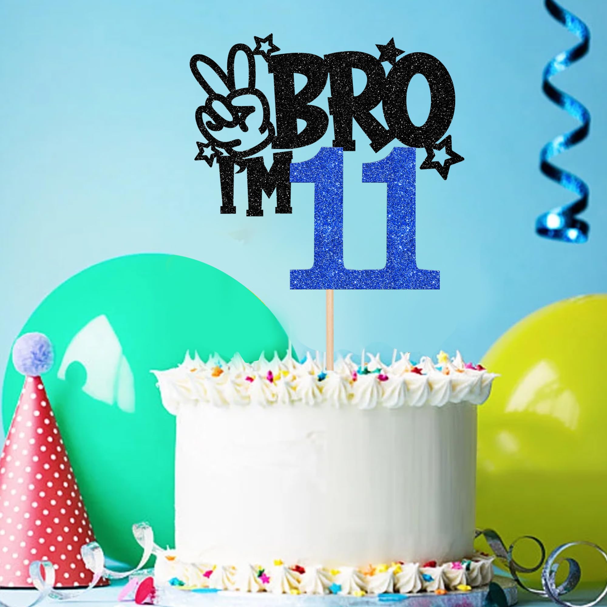 ZHUOWEISM Brother I'm 11 Cake Topper – Glitter Star, It's My 11th Birthday Decoration