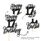 ZHUOWEISM Happy 17th Birthday Cake Topper – Glitter Cheers to 17 Years, Pre-assembled Decoration