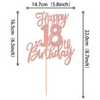 ZHUOWEISM 1 PCS Happy 18th Birthday Cake Topper - Glitter Rose Gold