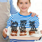 ZHUOWEISM 24Pcs Black 60th Birthday Cupcake Toppers - Straight Outta 1966