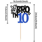 ZHUOWEISM Brother I am 10 Cake Topper Glitter Star Blue, 6.5x9.4 in