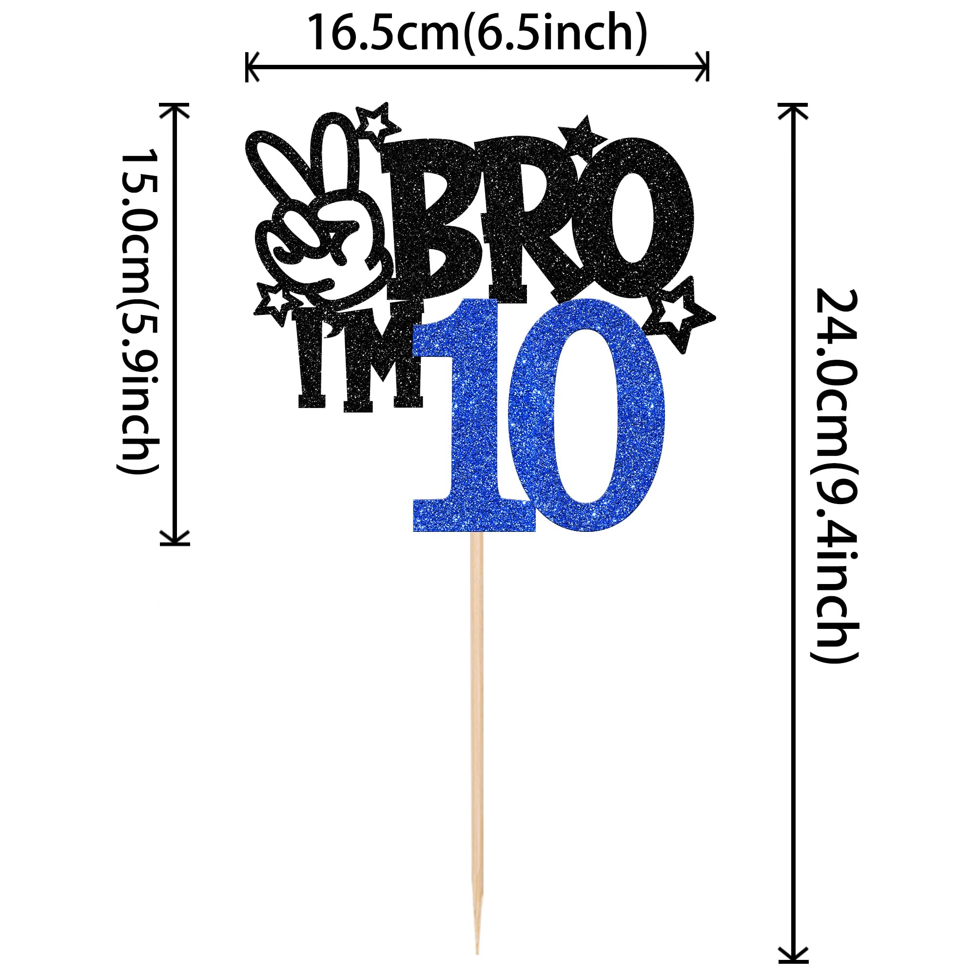 ZHUOWEISM Brother I am 10 Cake Topper Glitter Star Blue, 6.5x9.4 in
