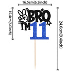 ZHUOWEISM Brother I'm 11 Cake Topper – Glitter Star, It's My 11th Birthday Decoration