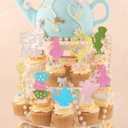 ZHUOWEISM 24 PCS Magic Alice Cupcake Toppers – Glitter, Eat Me, Clock, Fairy Party Picks