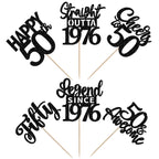 ZHUOWEISM 24Pcs Black Happy 50th Birthday Cupcake Toppers – Straight Outta 1976 | 50th Birthday Decorations